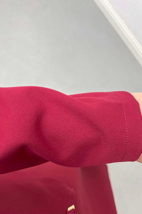 Tied Skirt Suit Claret Red