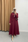 Tied Skirt Suit Claret Red