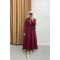 Tied Skirt Suit Claret Red