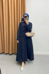 Tied Skirt Suit Navy Blue