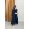 Tied Skirt Suit Navy Blue