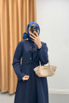 Tied Skirt Suit Navy Blue