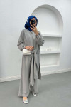 Tied Double Jumpsuit Set Light Gray