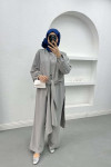 Tied Double Jumpsuit Set Light Gray