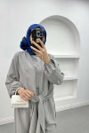 Tied Double Jumpsuit Set Light Gray