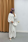 Tied Double Jumpsuit Set White