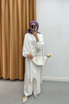 Tied Double Jumpsuit Set White