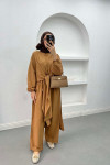 Tied Double Jumpsuit Set Camel