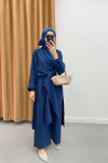 Tied Double Jumpsuit Set Navy Blue