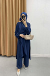 Tied Double Jumpsuit Set Navy Blue