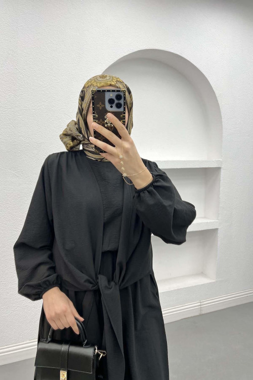 Tied Double Jumpsuit Set Black