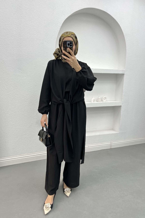 Tied Double Jumpsuit Set Black
