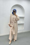 Tied Double Jumpsuit Set Stone