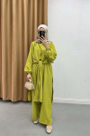Tied Double Overall Set Oil Green
