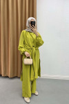 Tied Double Overall Set Oil Green