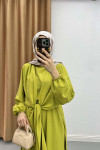 Tied Double Overall Set Oil Green