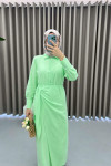 Tied Linen Dress Aqua Green