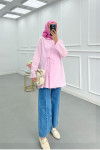 Sare Fashion Tied Linen Kimono Jacket Pink