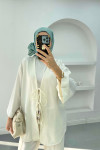 Laced Linen Suit Cream
