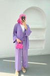 Tied Linen Suit Lilac