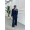 Sare Fashion Tied Kimono Strawberry Suit Navy Blue