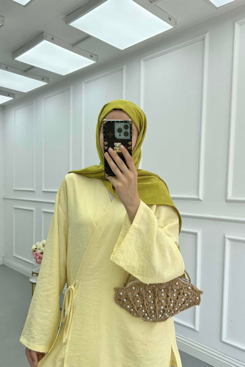 Sare Fashion Tied Kimono Strawberry Suit Yellow