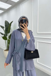 Sare Fashion Tied Kimono Strawberry Set Foggy Blue