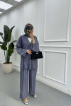Sare Fashion Tied Kimono Strawberry Set Foggy Blue