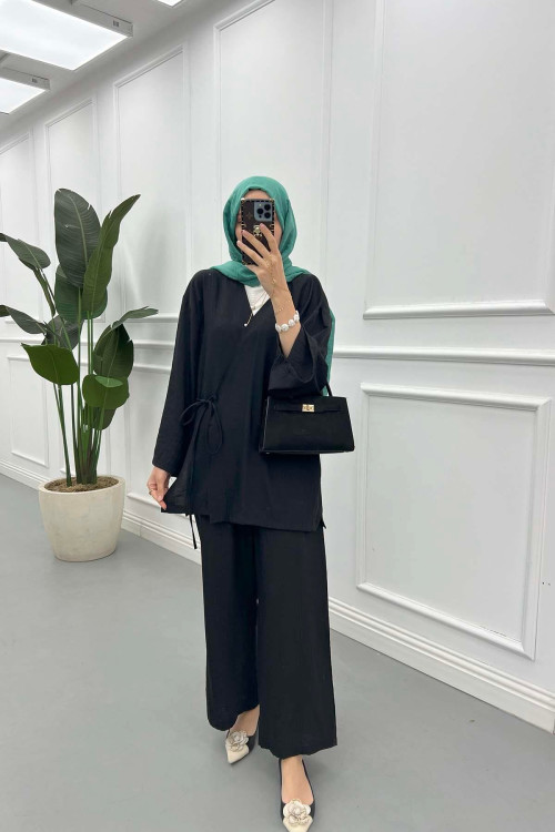Sare Fashion Tied Kimono Strawberry Set Black