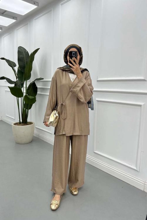 Sare Fashion Tied Kimono Strawberry Set Mink