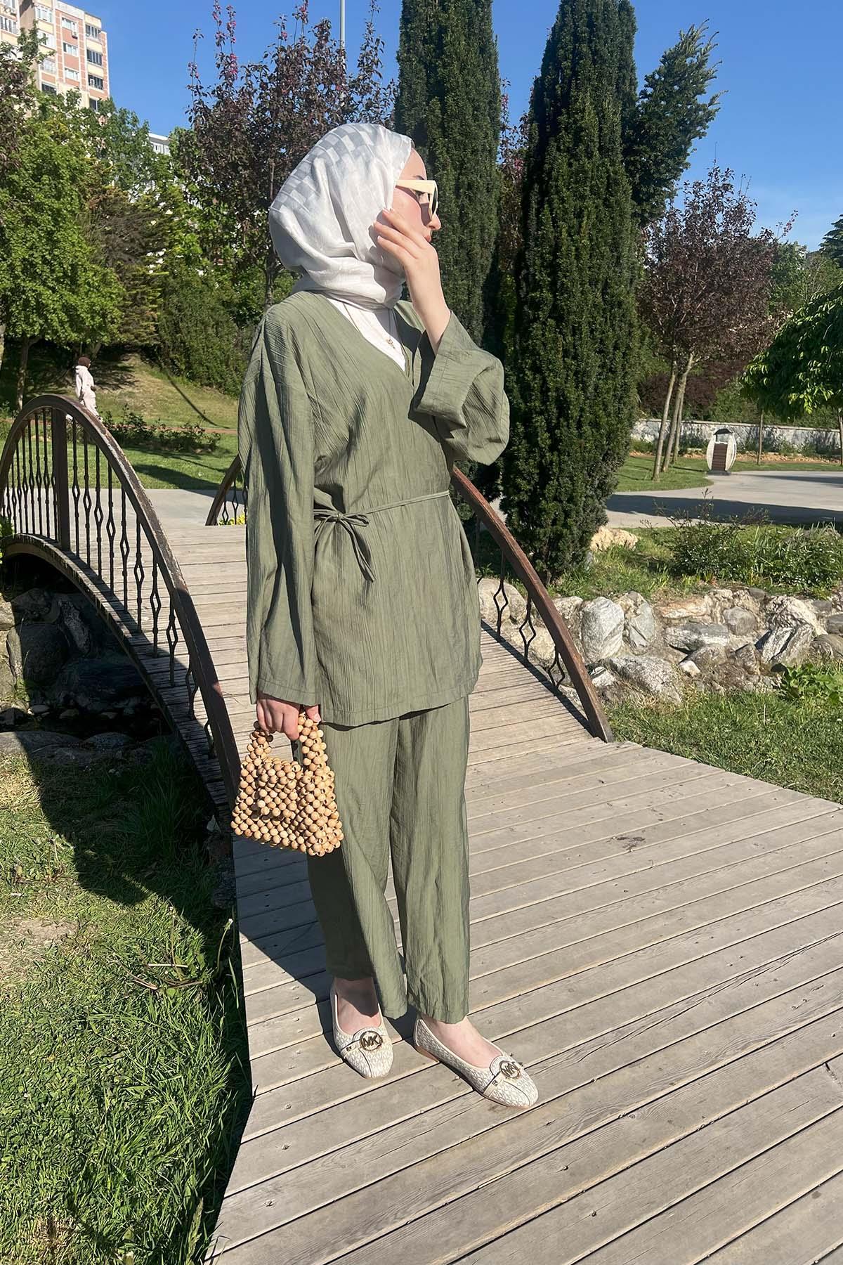 Sare Fashion Tied Kimono Strawberry Set Green