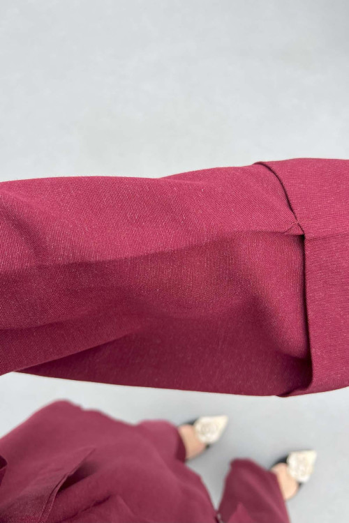 Sare Fashion Tied Muslin Set Claret Red