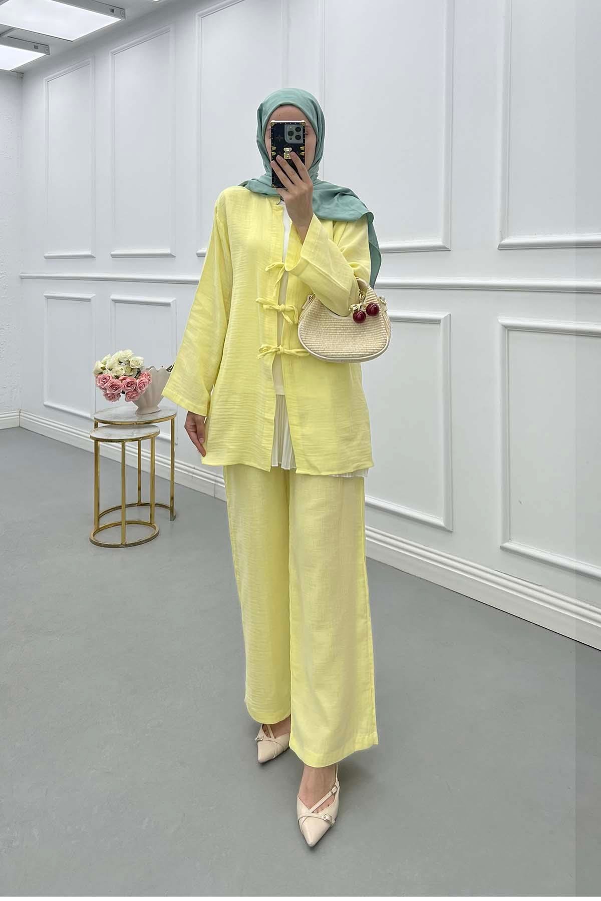 Sare Fashion Tied Muslin Set Yellow