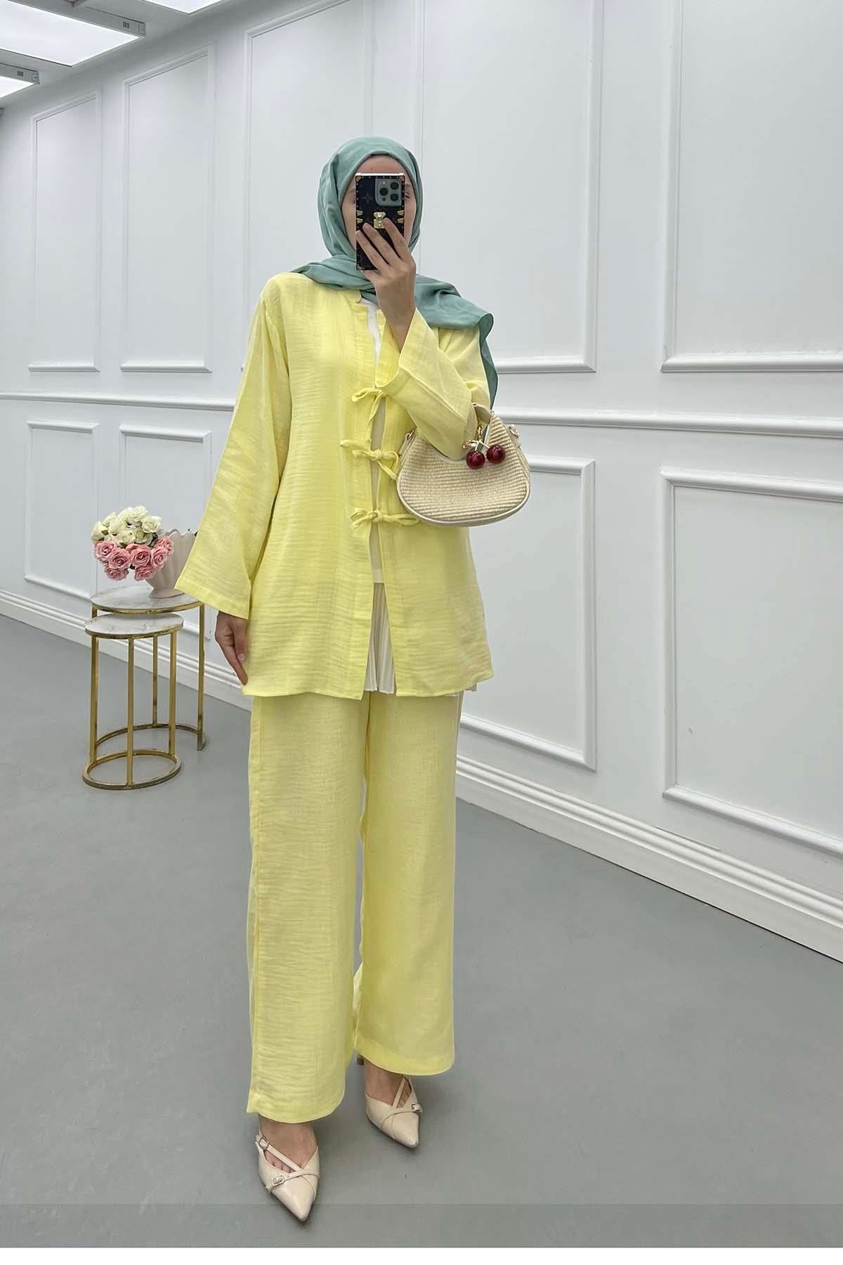 Sare Fashion Tied Muslin Set Yellow