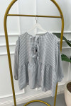 Tied Gingham Tunic Light Grey