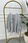 Tied Gingham Tunic Light Grey