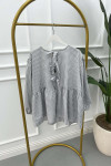 Tied Gingham Tunic Light Grey