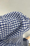 Tied Gingham Tunic Navy Blue