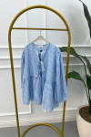 Tied Gingham Tunic Blue
