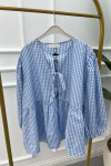 Tied Gingham Tunic Blue