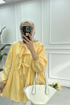 Tied Gingham Tunic Yellow