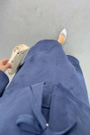 Tied Suede Suit Navy Blue