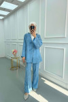 Sare Fashion Viral Tied Kimono Set Blue