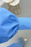 Sare Fashion Balloon Sleeve Basic Shirt Blue