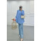 Sare Fashion Balloon Sleeve Basic Shirt Blue