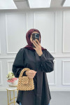 Sare Fashion Balloon Sleeve Basic Shirt Black