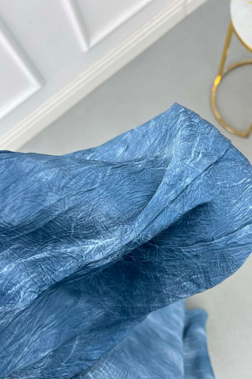 Sare Fashion Balloon Sleeve Patterned Lined Dress Indigo