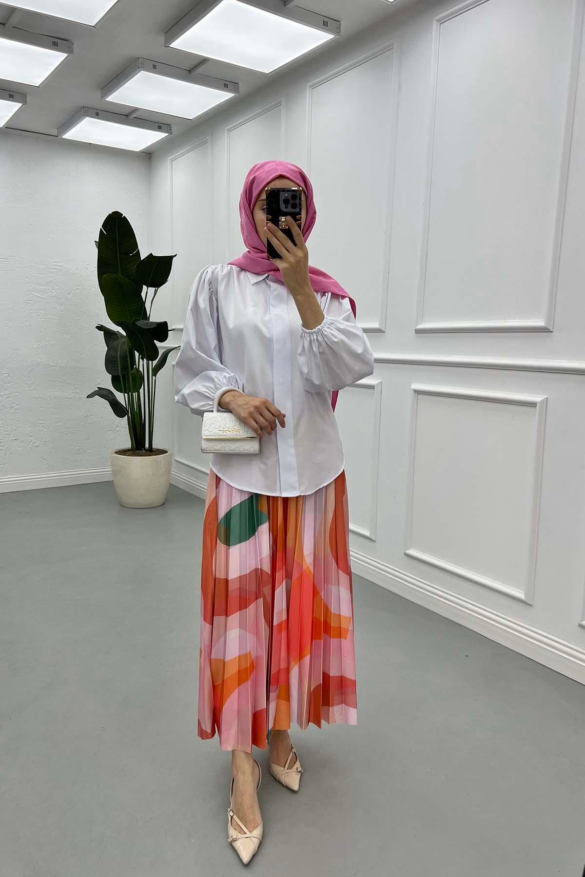Sare Fashion Balloon Sleeve Shirt White