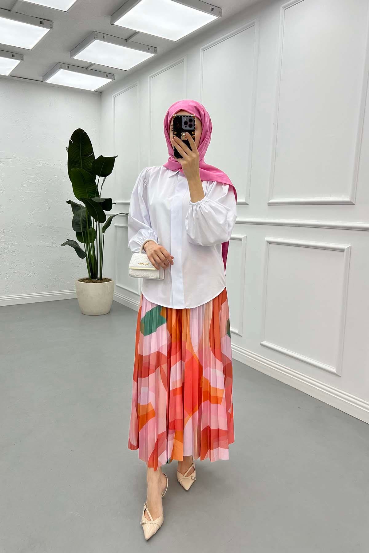 Sare Fashion Balloon Sleeve Shirt White