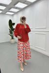Sare Fashion Balloon Sleeve Shirt Red
